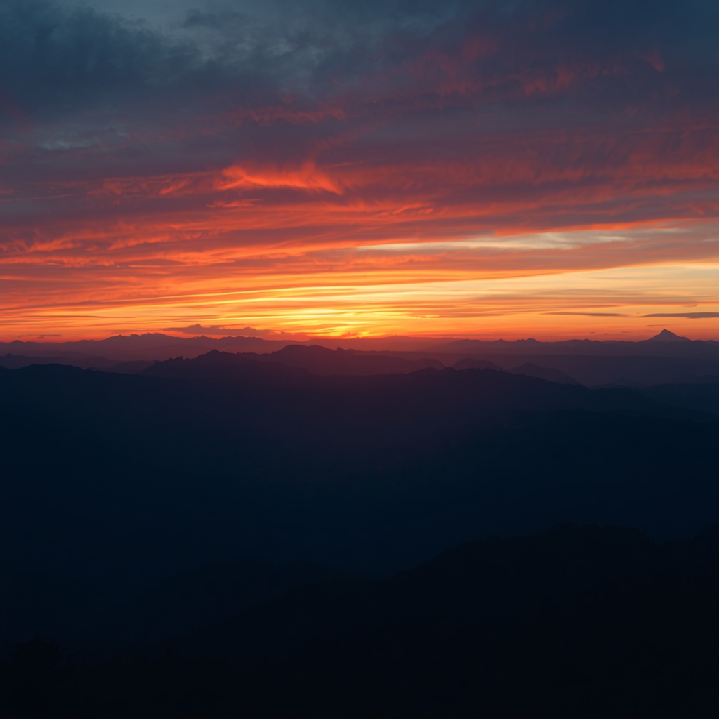 Generate a cinematic landscape photograph with dramatic sunset over mountain range, golden hour lighting, vivid colors, ultra high resolution, professional photography